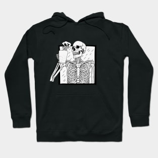 Skeleton drinks halloween coffee, coffee skull lovers Hoodie